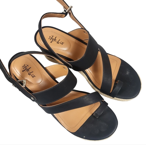 Style & Co Bettyy Wedge Sandal Black 7.5 - Picture 3 of 4